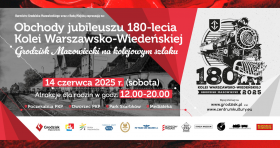 Obchody jubileuszu 180-lecia Kolei Warszawsko-Wiedeńskiej w Grodzisku Mazowieckim, banner