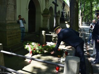 180. rocznica otwarcia pierwszego odcinka Drogi Żelaznej Warszawsko-Wiedeńskiej, pod grobem Stanisława Wysockiego